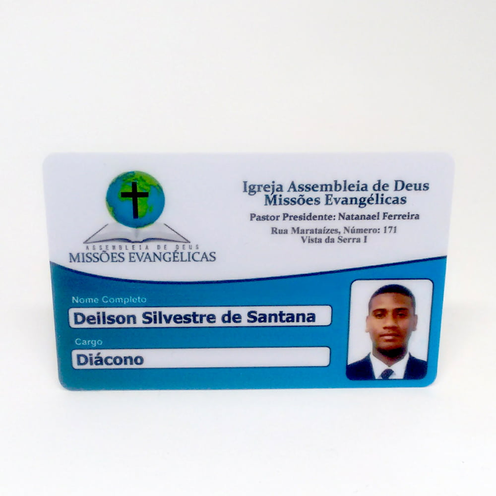 Cartão de Membro Igreja de PVC 0,76mm 4x4 Cores Dados Variáveis