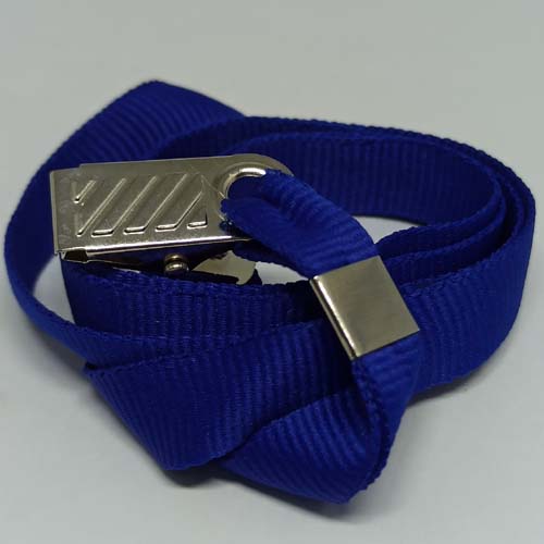 Cordão Liso 12mm para crachá c/ presilha clips jacaré azul royal