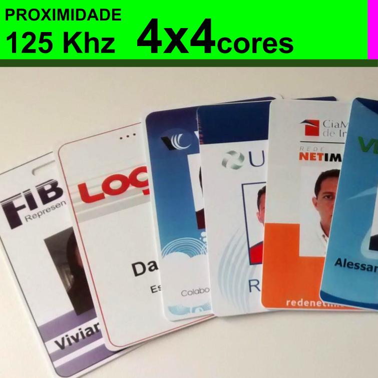 Crachás PVC 0,76mm PROXIMIDADE RFID 125Khz - 4x4 Cores Mín 003 - Globalcards Gráfica e Suprimentos