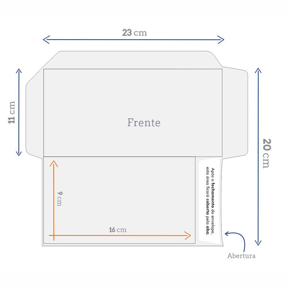 Crystal Harmony ハガキ Envelope Sulfite 120g Aba Lateral Carta 23x11,3cm | Personalizado