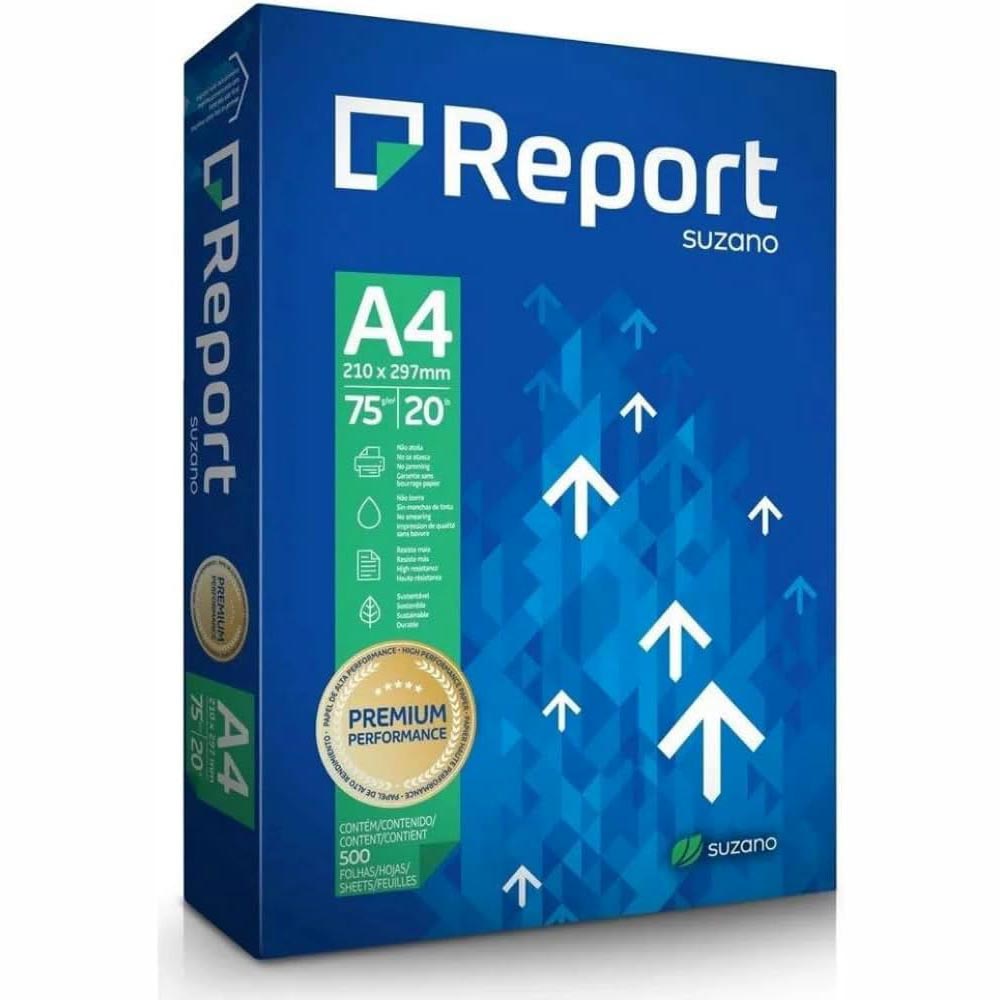 Papel Sulfite A4 75g Resma 500 folhas Report Premium Suzano - Gráfica Globalcards