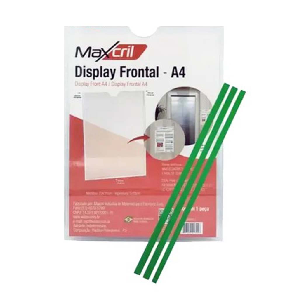 Display Frontal Quadro Aviso Multiuso A4 Cristal 1193 Maxcril - Sem fundo (un) - Gráfica Globalcards