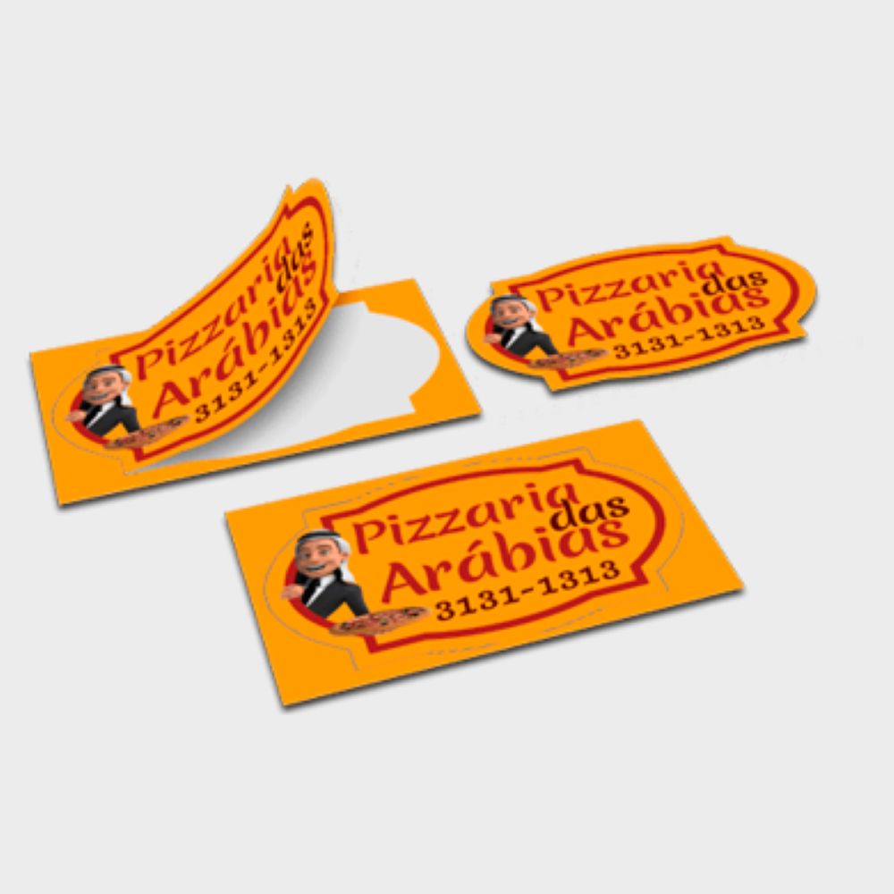 Adesivo de Papel couche 90g 8x5cm 4x0 cores sem verniz - Gráfica Globalcards