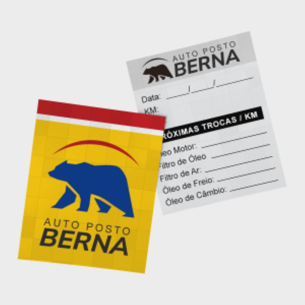 Adesivo Troca de Óleo Eletrostático 4x5cm 4x0 Cores Personalizado - Gráfica Globalcards
