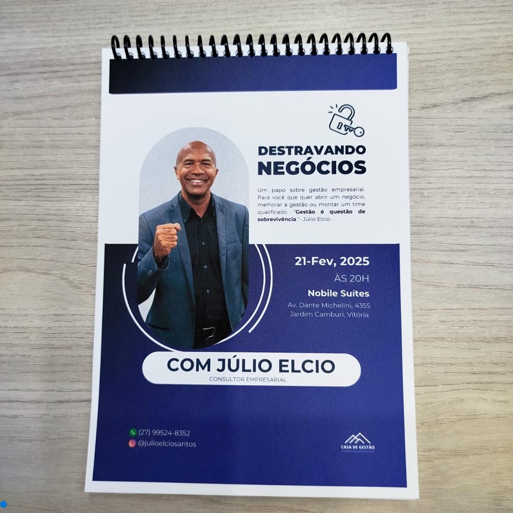Bloco com 50 Folhas - 15x21cm Acabamento Espiral - Gráfica Globalcards