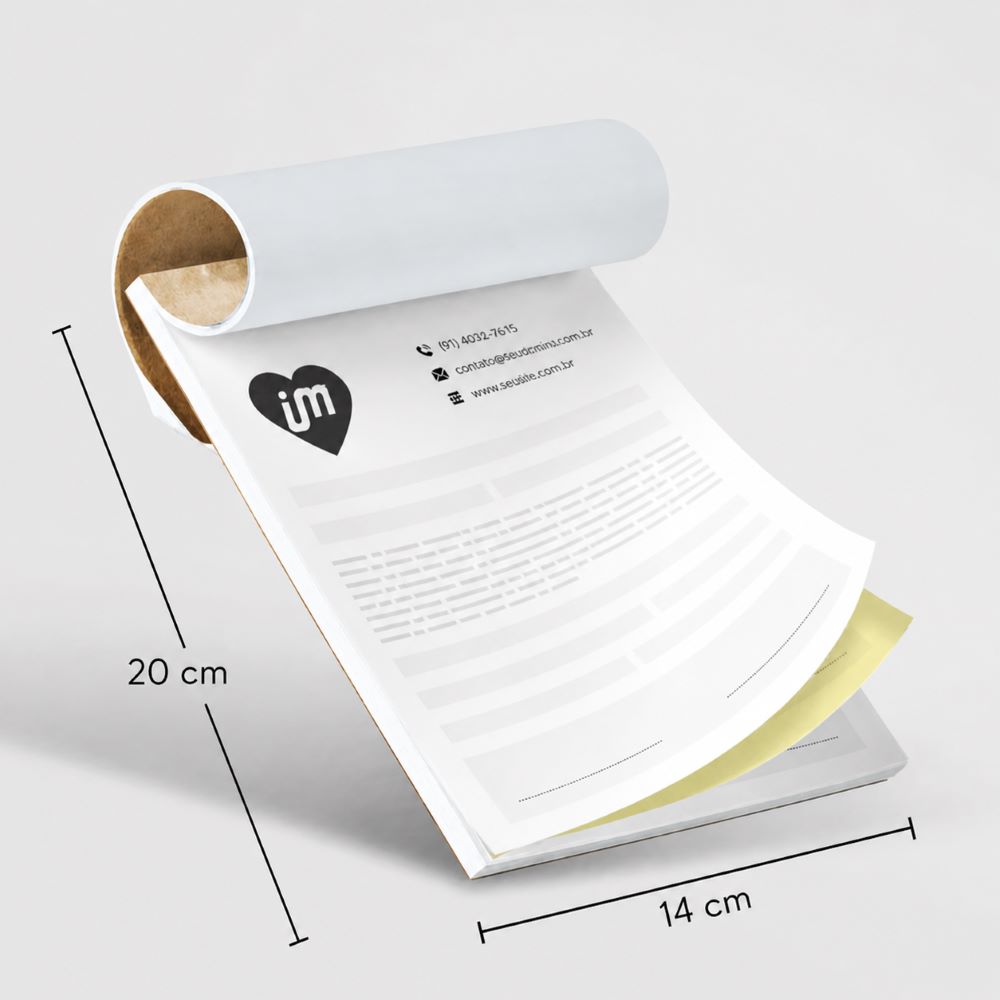Bloco Autocopiativo 56g 15x21cm 1x0 Cor – 100 Folhas (50 Jogos – 2 Vias) - Gráfica Globalcards