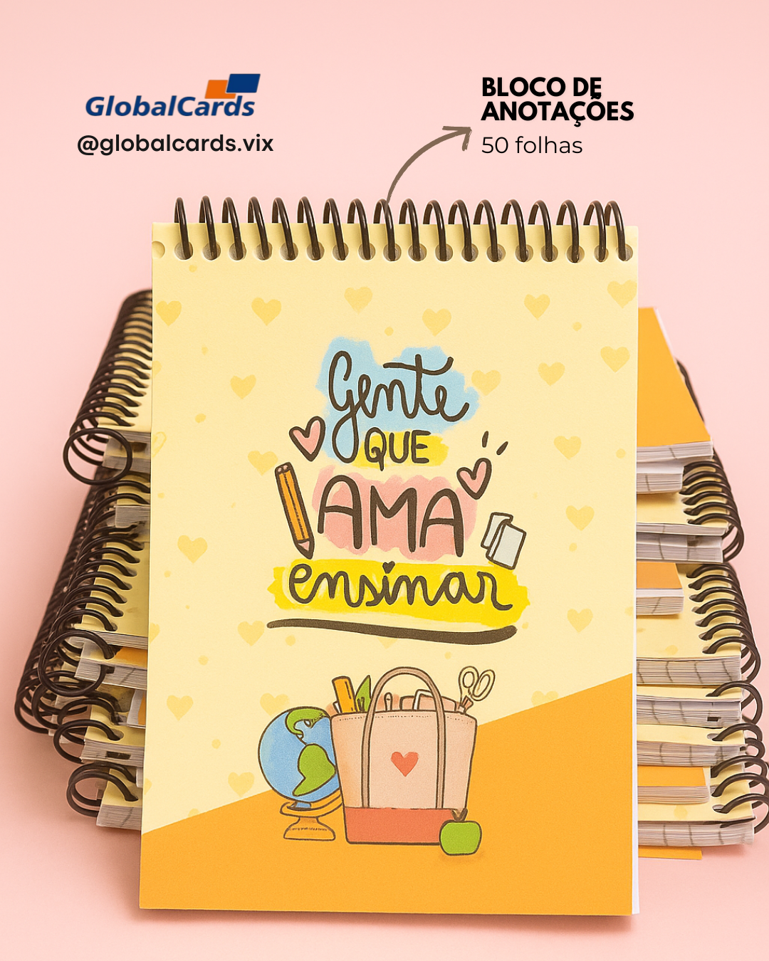 Bloco de Anotações Rascunho c/ 50 Folhas - 15x21cm Acabamento Espiral - Gráfica Globalcards