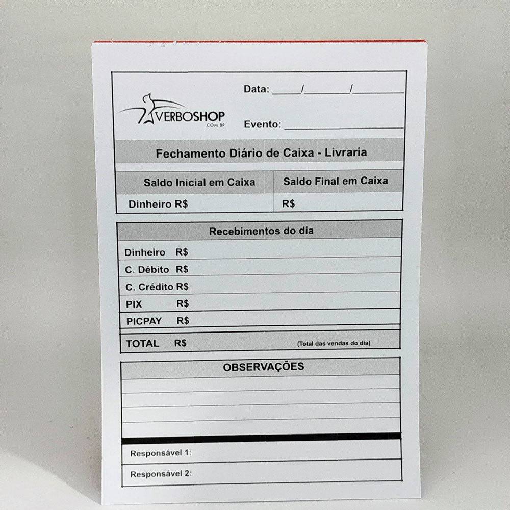 Bloco de Comanda ou Pedido Sulfite 75g Impressão PB 15x21cm 1x0 cor c/100 folhas - Gráfica Globalcards