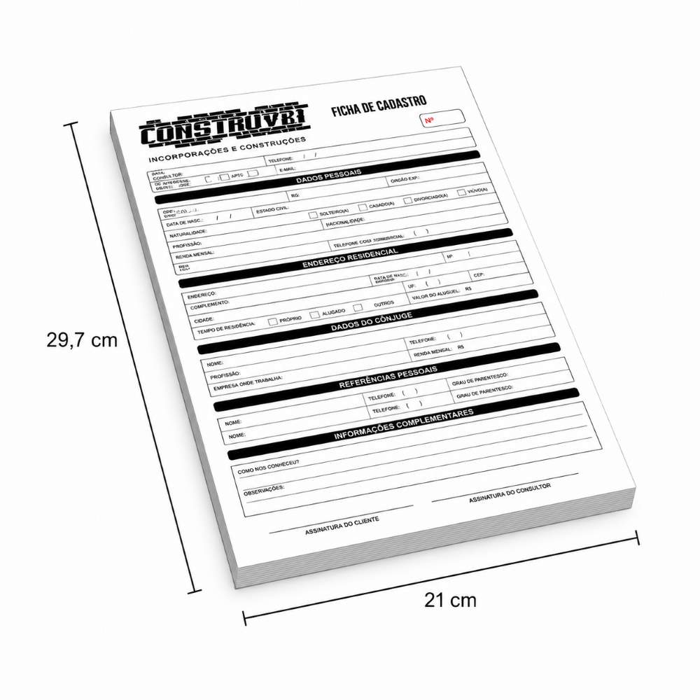 Bloco de Comanda ou Pedido Sulfite 75g Impressão PB 21x29,7cm 1x0 cor c/100 folhas - Gráfica Globalcards