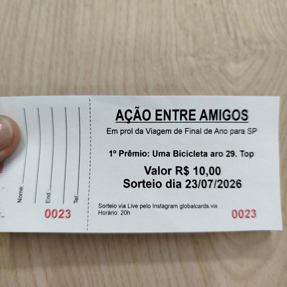 Bloco de Rifa Numerado com Canhoto e Picote c/50 números - Gráfica Globalcards