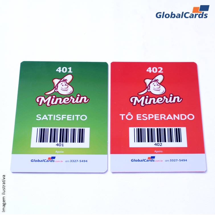 Comanda para Restaurante em PVC 0,76mm 4x4 Cores 9x14cm - 20 unidades - Gráfica Globalcards