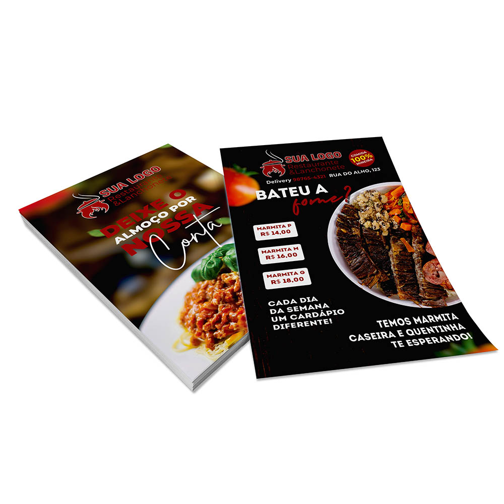 Panfleto Folder Couche 150g 10x14cm 4x4 cores Sem Verniz 1000 unidades - Gráfica Globalcards