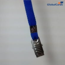 Cordão Liso 15mm para crachá c/ presilha clips jacaré azul royal
