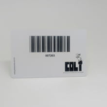 Crachás PVC 0,76mm 1x1 Cor com Impressão de dados em Preto dos dois lados