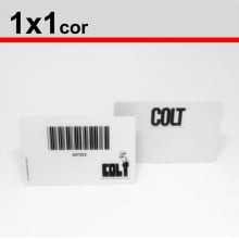 Crachás PVC 0,76mm 1x1 Cor com Impressão de dados em Preto dos dois lados