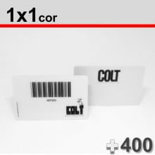 Crachás PVC 0,76mm 1x1 Cor com Impressão de dados em Preto dos dois lados Ped Mín 400