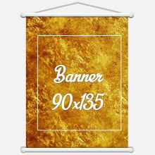 Banner Lona 280g 90x135cm 4x0 cores (1,215m2) acabamento bastão