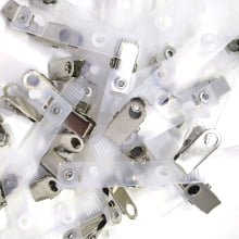 Clips jacaré ou Presilha para crachá com Alça Leitosa c/100 un