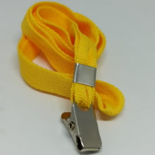 Cordão Liso 12mm para crachá c/ presilha clips jacaré amarelo