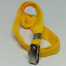  Cordão Liso 12mm para Crachá com Presilha Clips Jacaré - Amarelo