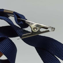 Cordão Liso 12mm para crachá c/ presilha clips jacaré azul marinho