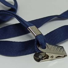 Cordão Liso 12mm para crachá c/ presilha clips jacaré azul marinho