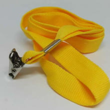 Cordão Liso 15mm para crachá c/ presilha clips jacaré amarelo