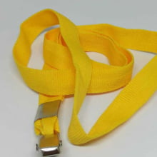 Cordão Liso 15mm para crachá c/ presilha clips jacaré amarelo