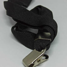 Cordão Liso 15mm para crachá c/ presilha clips jacaré preto