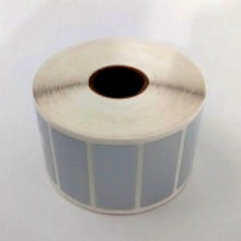 Etiqueta Adesiva Poliéster Prata 46x20mm para patrimônio