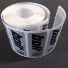 Etiqueta Adesiva Poliester Prata Cromo Patrimônio 46x20mm Personalizada (100 un)