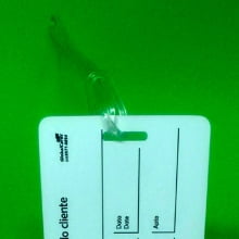 Cartão de Identificação TAG de Bagagem com alça transparente de pvc 0,76mm 4x1cores