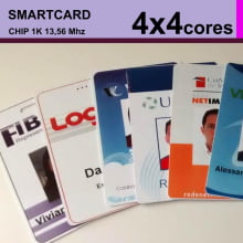 Crachás PVC 0,76mm SMARTCARD IC 13.56Mhz 1K Chip - 4x4 Cores Mín 001