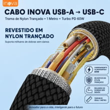 Cabo USB-A para USB-C Inova MD-13166 60W 1m Trançado Carga e Dados - Gráfica Globalcards