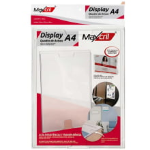 Display Frontal Quadro Aviso Multiuso A4 Cristal 0009 Maxcril  - Com fundo - UN
