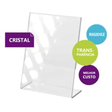 Display de Mesa em L 10x15 cm com Porta Folheto QR code Placa Pix Acrílico Transparente 2mm - Gráfica Globalcards