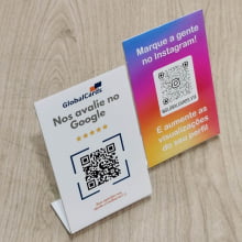 Display de Mesa QR Code Personalizado 9x13,5 cm Pix Instagram Google Avaliações Acrílico 2mm