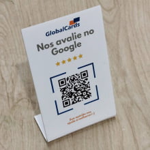 Display de Mesa QR Code Personalizado 9x13,5 cm Pix Instagram Google Avaliações Acrílico 2mm - Gráfica Globalcards